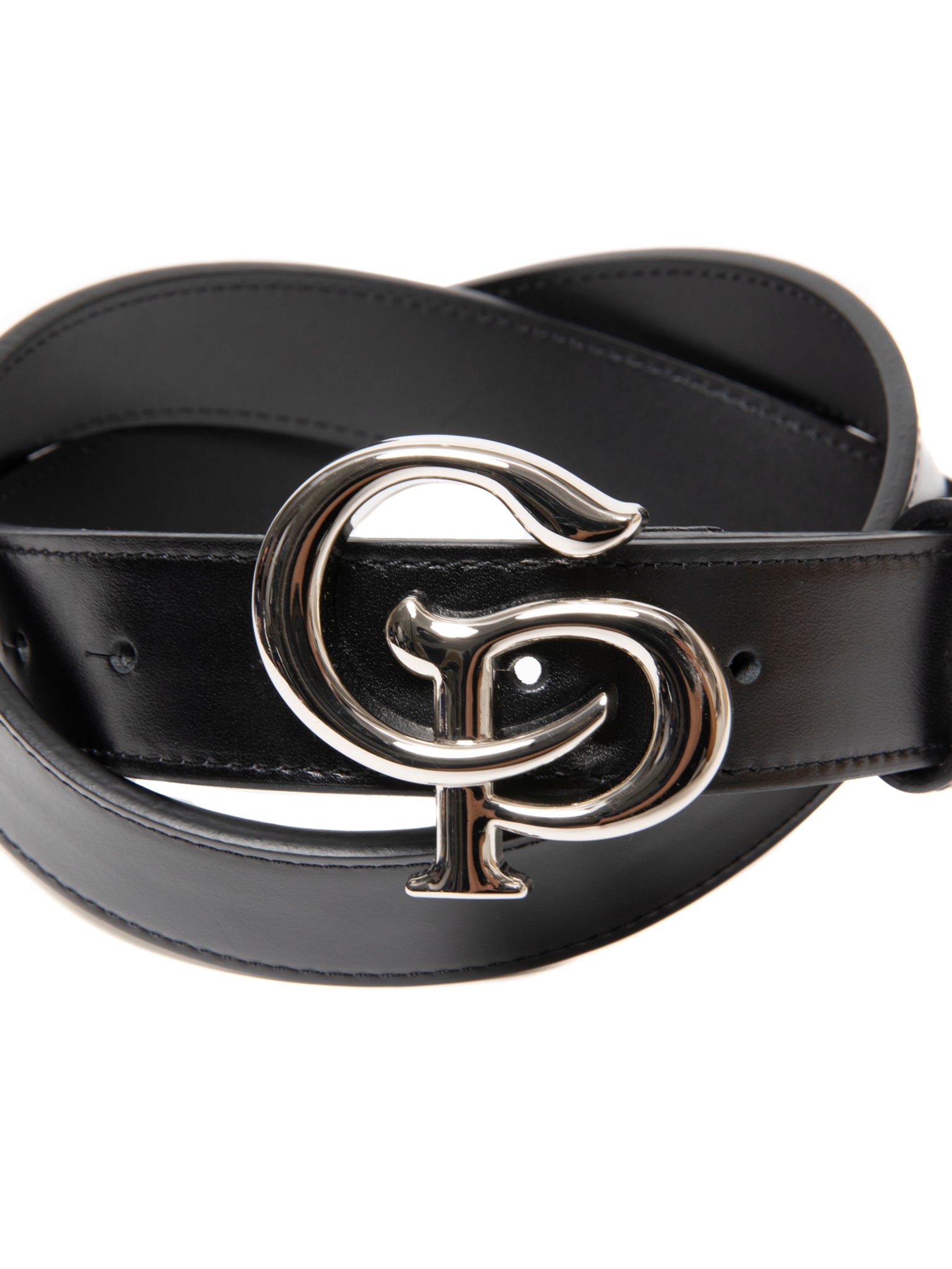 Symbol Buckle Leather Belt